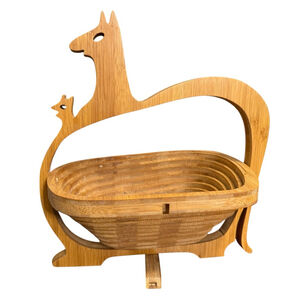 Vintage Kangaroo Collapsible Bamboo Basket Bowl